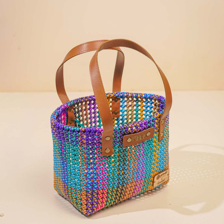 Multicolor Madras Checks Mukhya Knot Handmade Small Koodai Bag