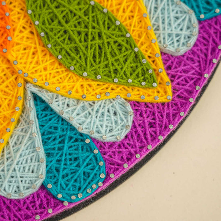 Handmade String Art Rangoli Design Mdf Wood Tealight Holder