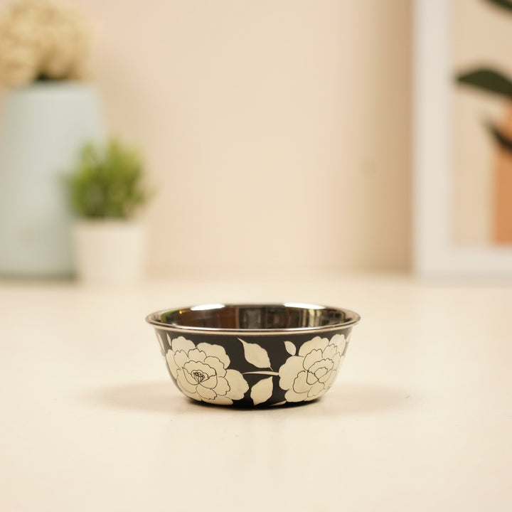 2Pc | Hand-Painted Floral Kashmiri Art Stainless Steel Medium Bowls