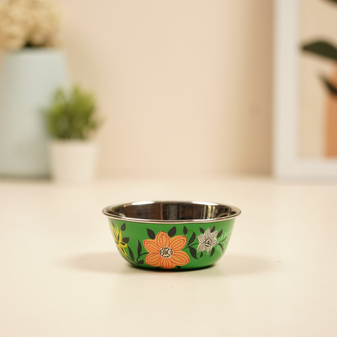 2Pc | Hand-Painted Floral Kashmiri Art Stainless Steel Small Bowls