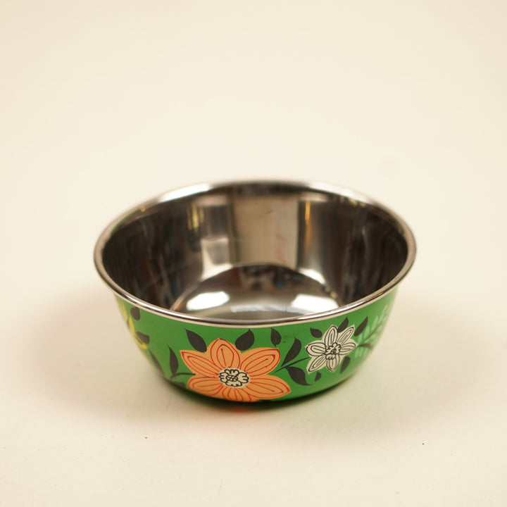 2Pc | Hand-Painted Floral Kashmiri Art Stainless Steel Small Bowls