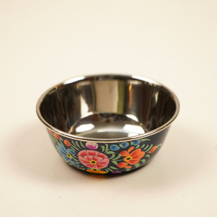 2Pc | Hand-Painted Floral Kashmiri Art Stainless Steel Small Bowls