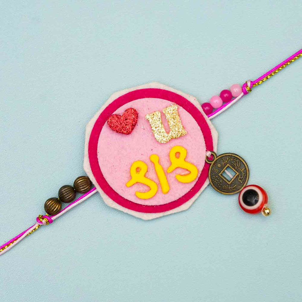 Personalized Handmade Princess Theme Felt Kids Rakhi And Sling Bag Combo For Sisters Set Of 2 - Close-up of Rakhi Design