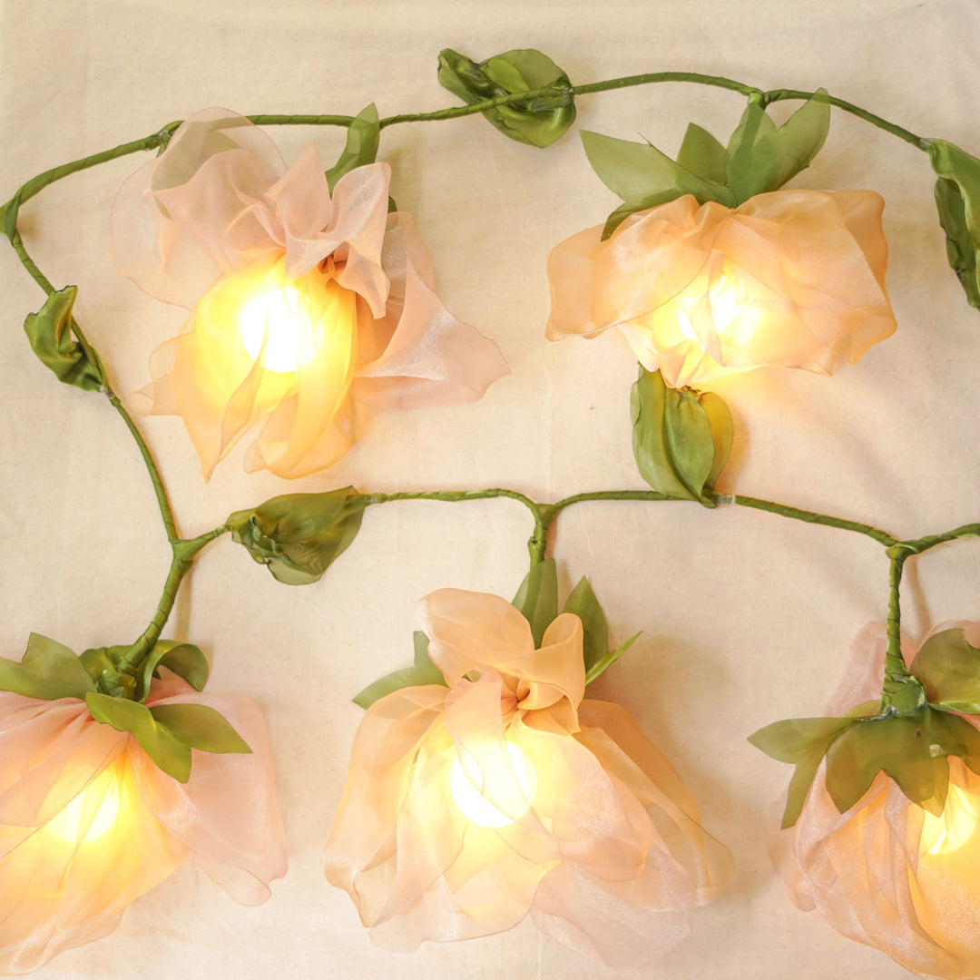 2.5m, 10 Bulbs | Handcrafted Tissue Flower String Lights With Bulbs