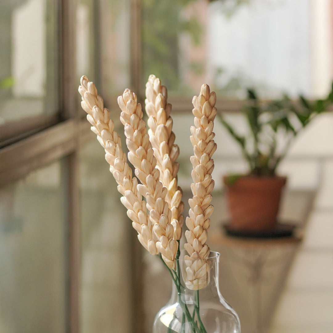 1 Pc| Handmade Corn Husk Kevda Design Flower Stick