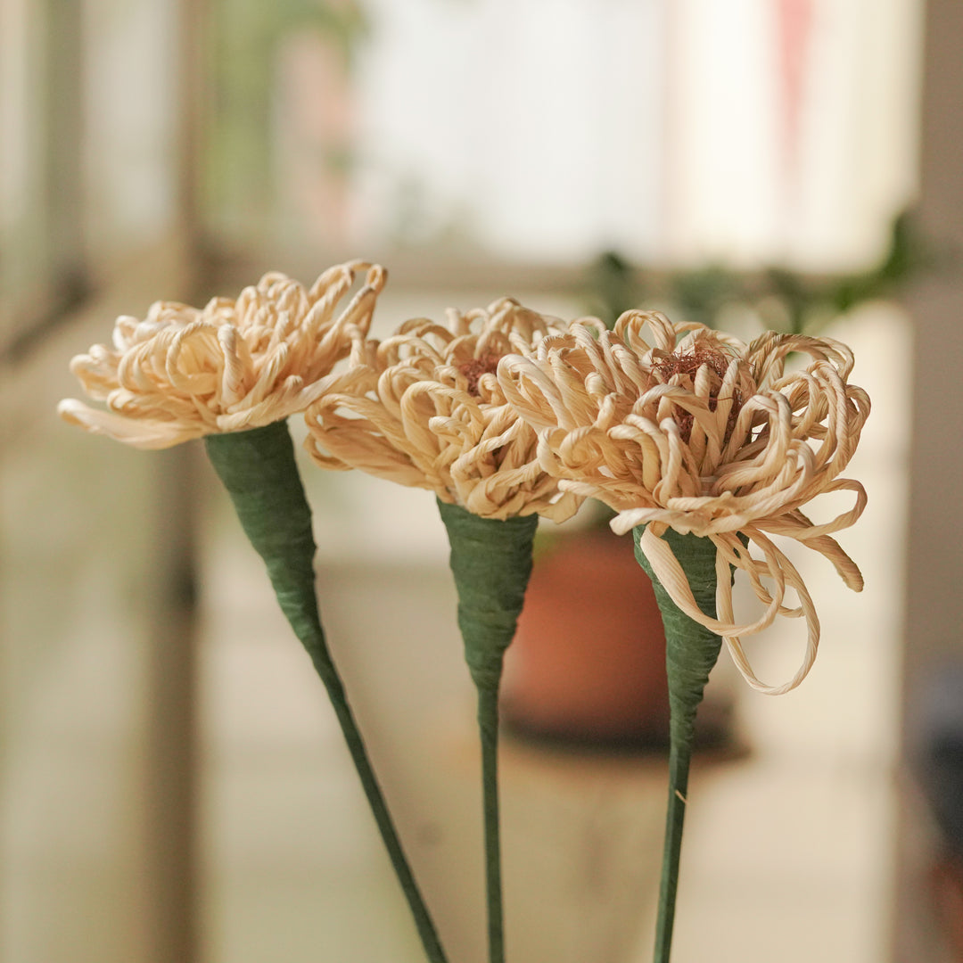 1 Pc | Handmade Eco-friendly Corn Husk Ring Rose Design Flower Stick