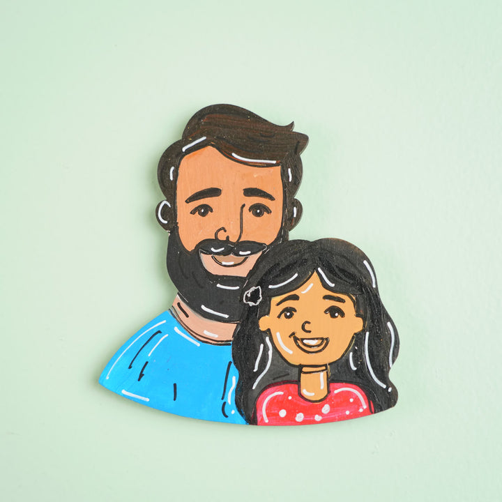 Personalized Dad & Daughter Theme MDF Wood Fridge Magnet For Fathers