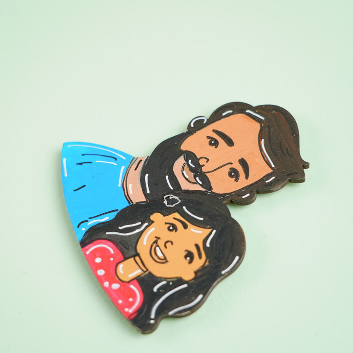 Personalized Dad & Daughter Theme MDF Wood Fridge Magnet For Fathers