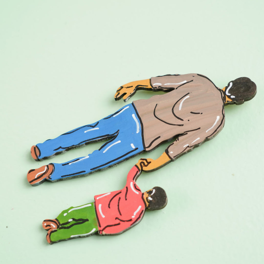 Personalized Walking Together Theme MDF Wood Fridge Magnet For Fathers
