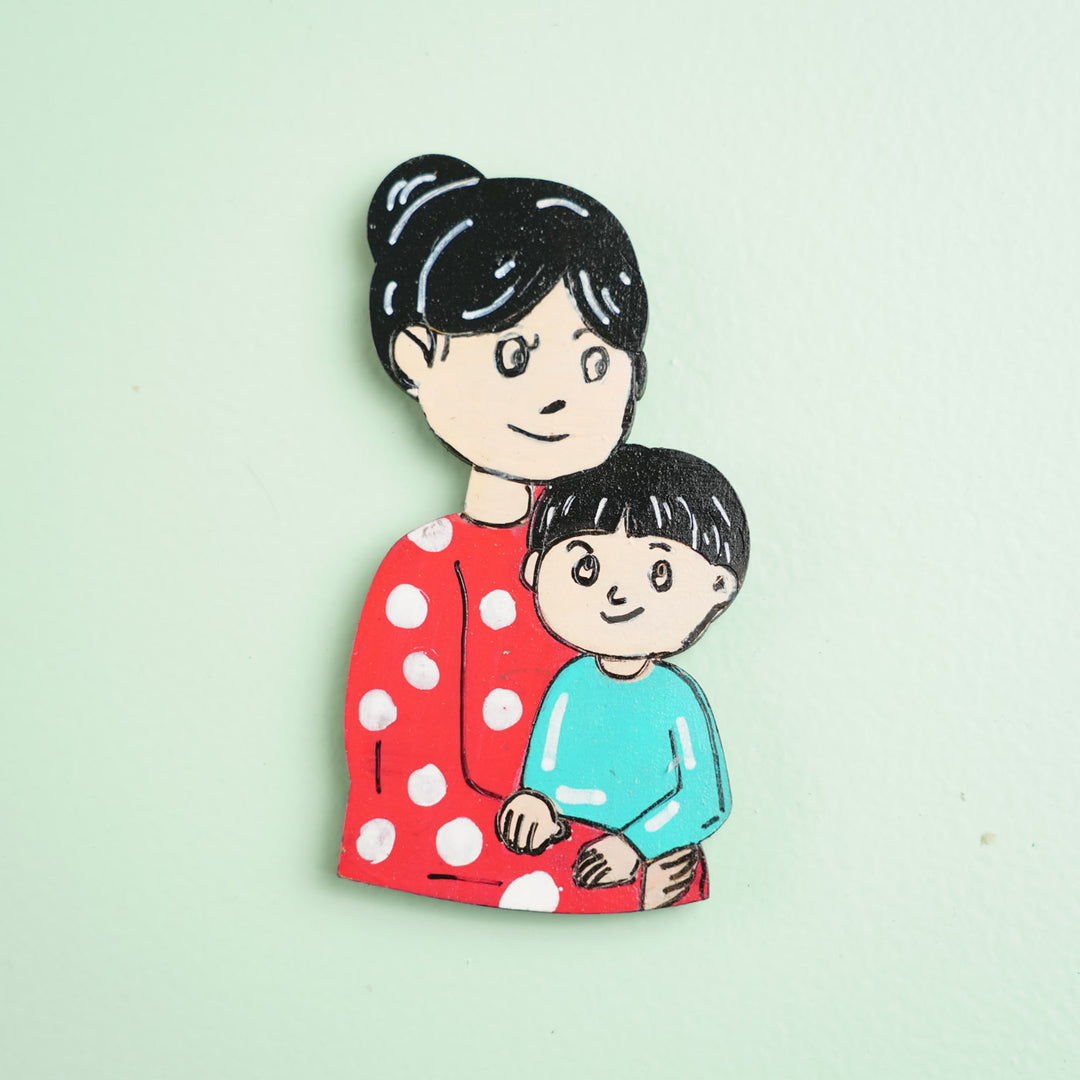 Personalized Mom & Son Theme MDF Wood Fridge Magnet For Mothers