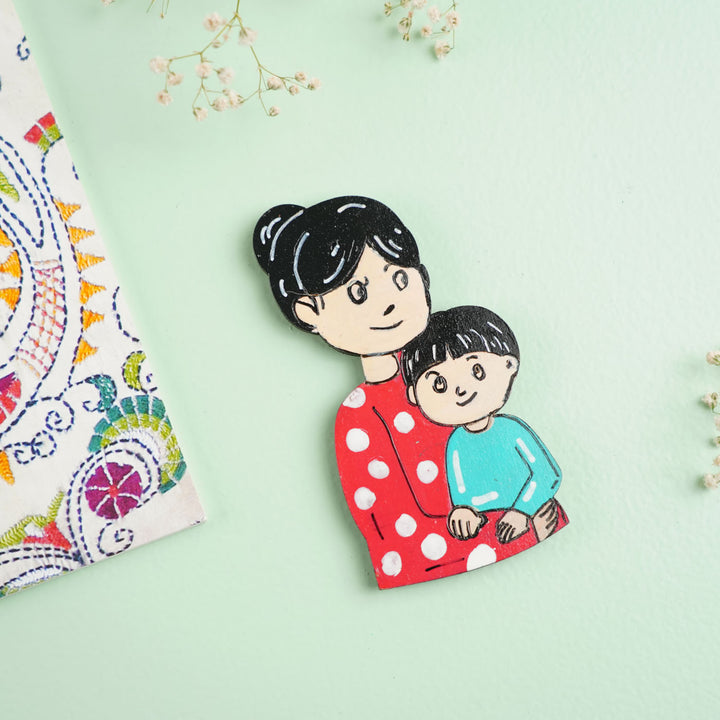 Personalized Mom & Son Theme MDF Wood Fridge Magnet For Mothers