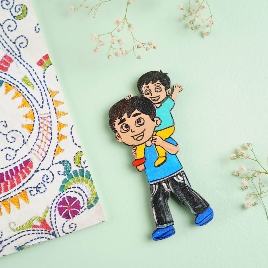 Personalized Dad & Son Theme MDF Wood Fridge Magnet For Fathers