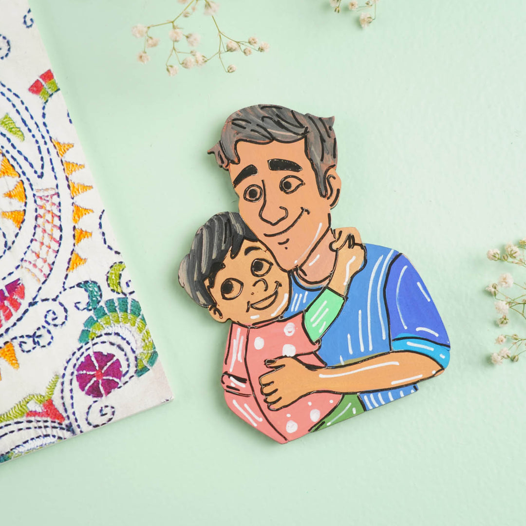 Personalized Hug Theme MDF Wood Fridge Magnet For Fathers