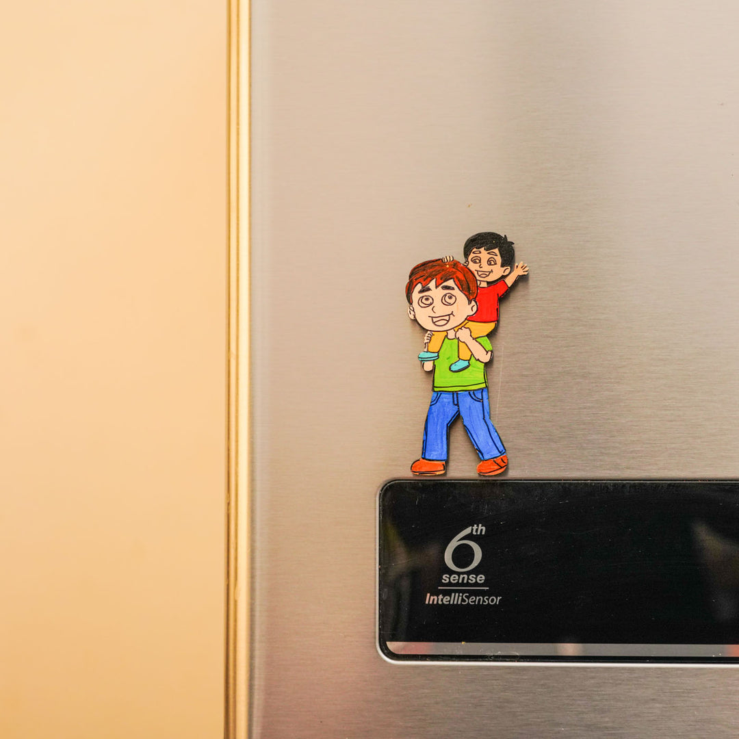 Personalized Dad & Son Theme MDF Wood Fridge Magnet For Fathers