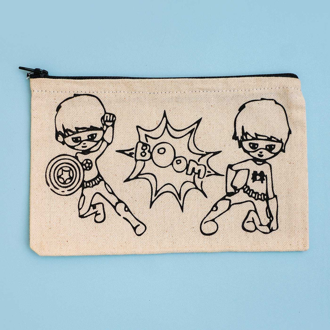Eco Friendly Fabric Painting Diy Rakhi Hamper With Rice Roli 5 - Front View of Pencil Pouch
