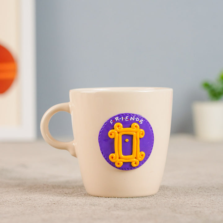 Hand-Painted Polymer Clay Friends Theme Ceramic Mug