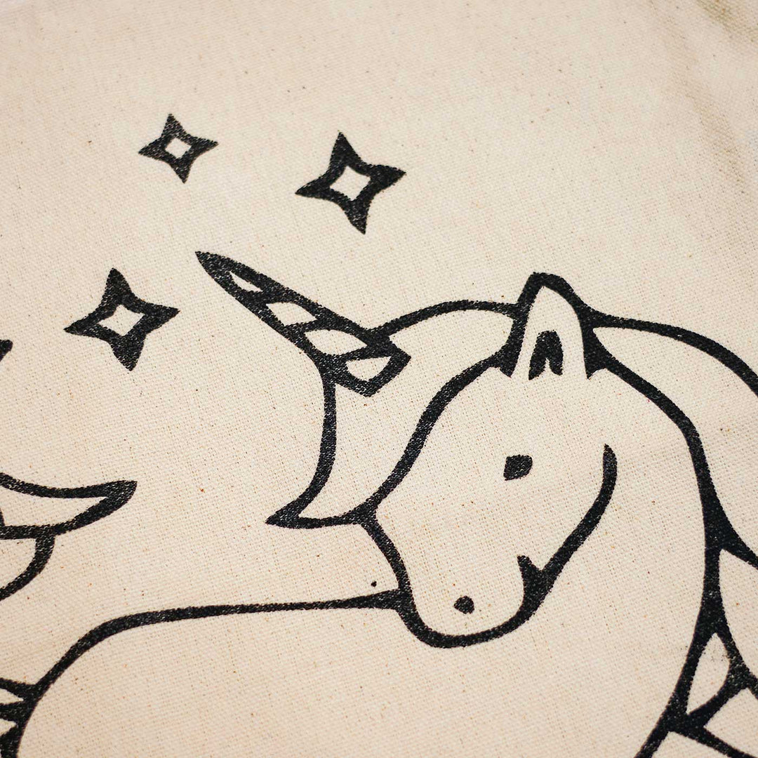 Eco Friendly Fabric Painting Diy Rakhi Hamper With Rice Roli 1 - Close-up Unicorn Print Detail