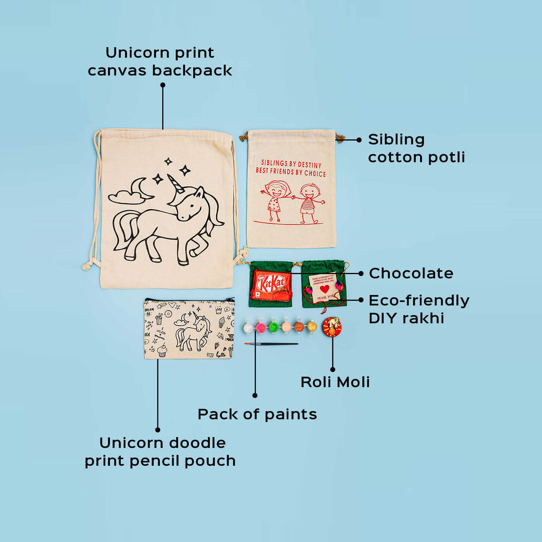 Eco Friendly Fabric Painting Diy Rakhi Hamper With Rice Roli 1 - Labeled Components Overview