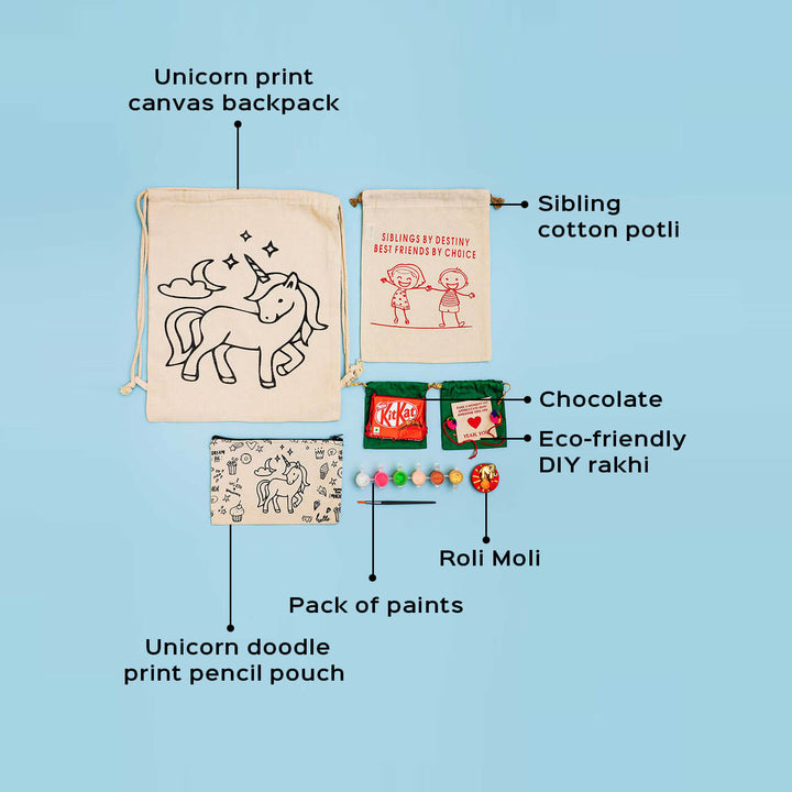 Eco Friendly Fabric Painting Diy Rakhi Hamper With Rice Roli 1 - Labeled Components Overview