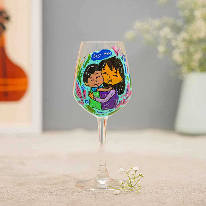 Personalized Best Mom Theme Wine Glass For Mothers