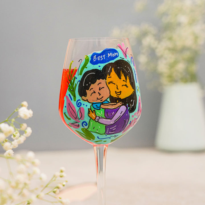 Personalized Best Mom Theme Wine Glass For Mothers
