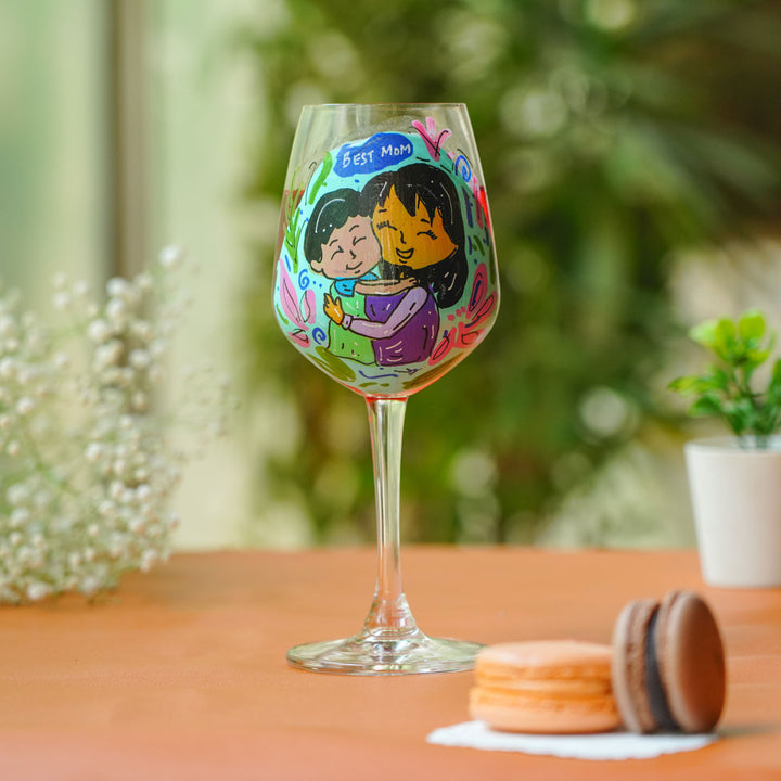 Personalized Best Mom Theme Wine Glass For Mothers