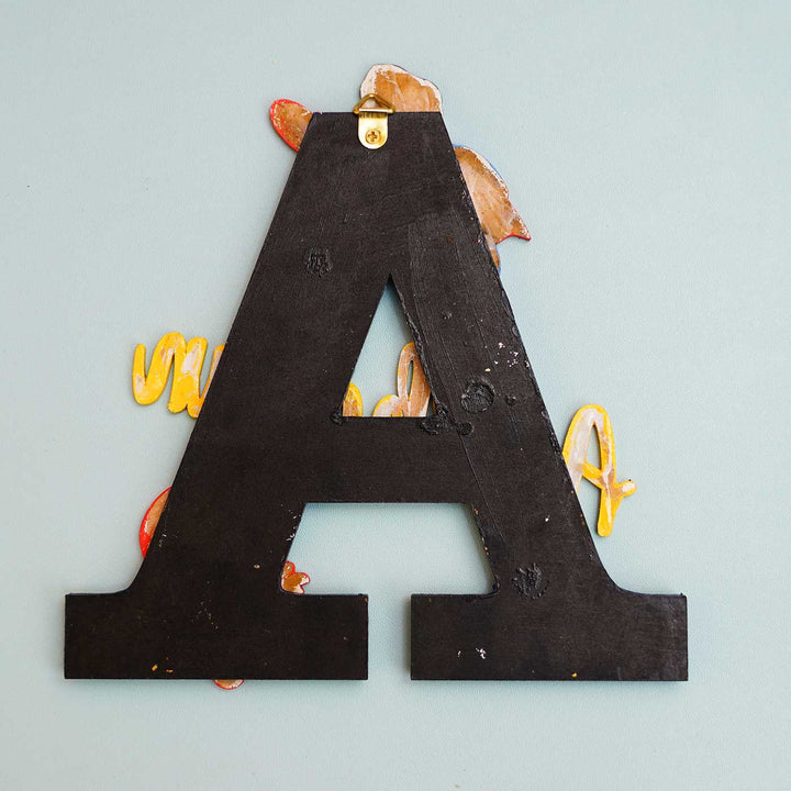 Handcrafted Personalized Baby Boy Themed Monogram Mdf Nameplate - Back View with Hanging Hook