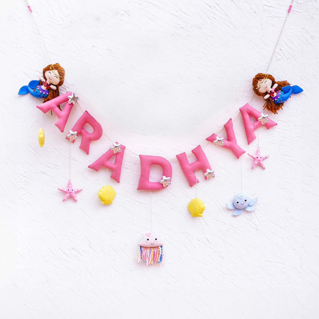 Handcrafted Personalized Themed Bunting For Kids Mystique Mermaid - Name Personalization Hanging Display (6)