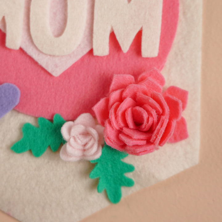 Handmade Floral Theme "Mom" Felt Party Decor