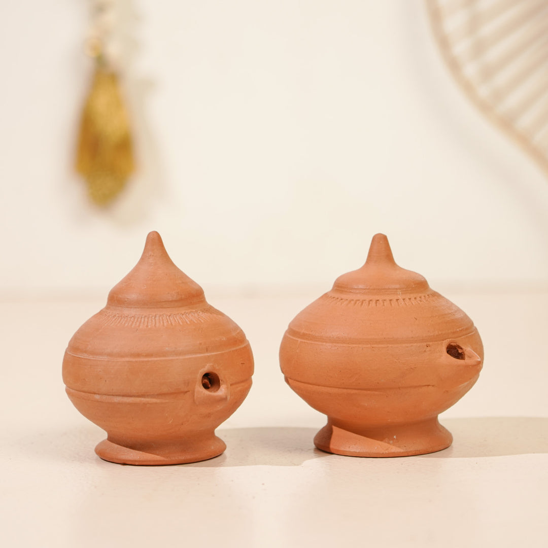 Set Of 2 | Handmade Minimal Design Terracotta Magic Diya
