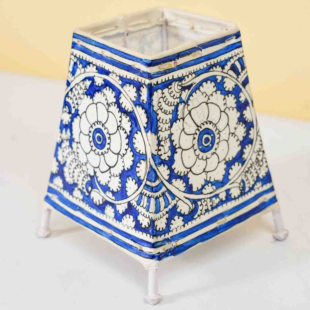 6 inch | Floral Hand Painted Tholu Bommalata Small Tabletop Lamp