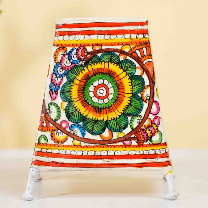 6 inch | Floral Hand Painted Tholu Bommalata Small Tabletop Lamp