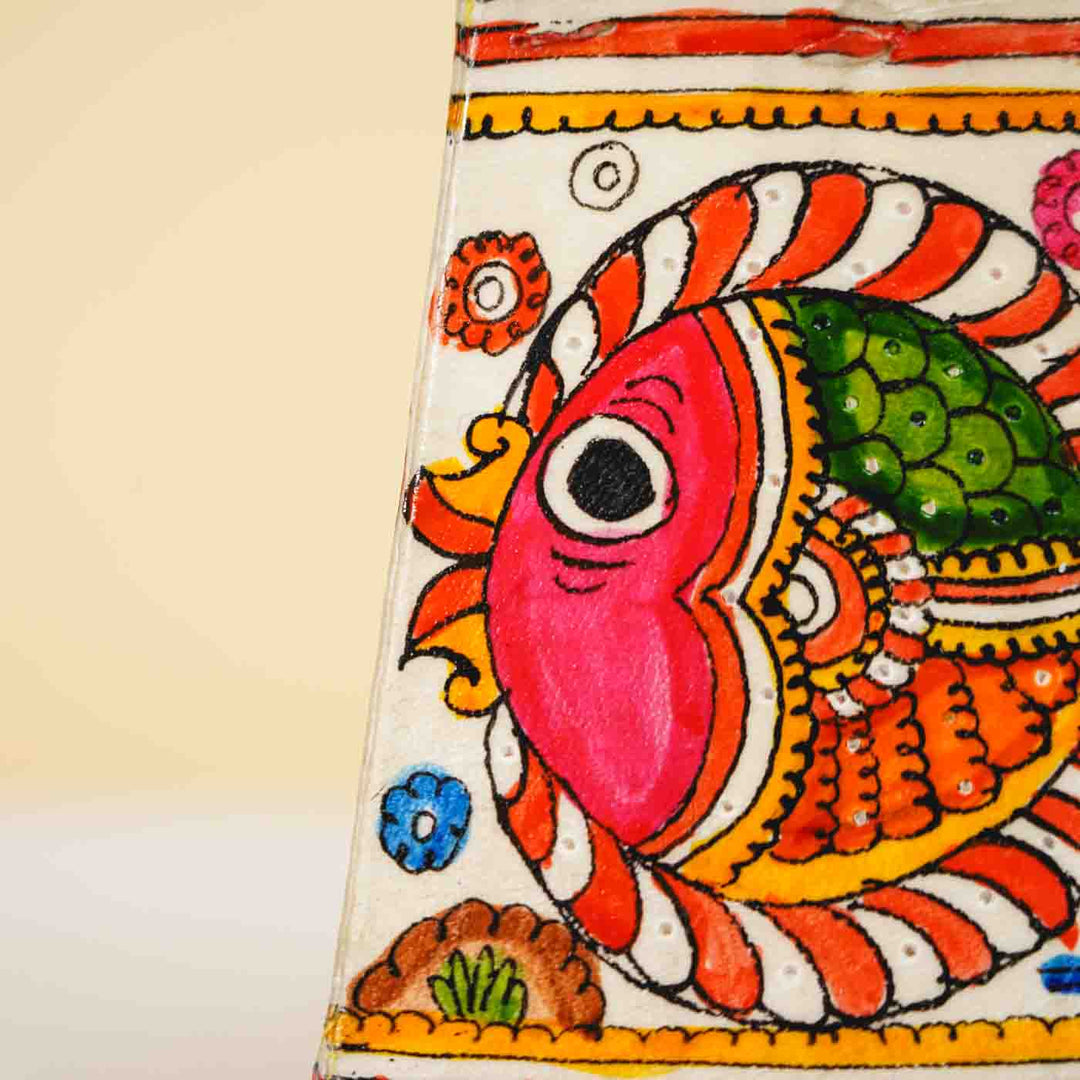 6 inch | Fish Hand Painted Tholu Bommalata Small Tabletop Lamp