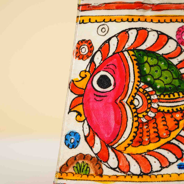 6 inch | Fish Hand Painted Tholu Bommalata Small Tabletop Lamp