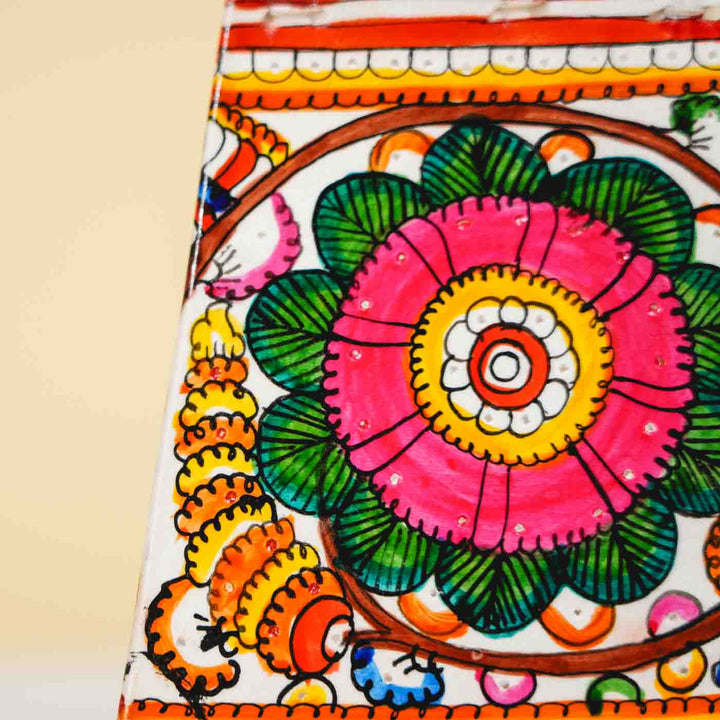 6 inch | Floral Hand Painted Tholu Bommalata Small Tabletop Lamp