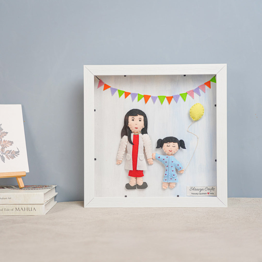 Photo Personalized Handmade Mom And Daughter Theme Felt Miniature Frame