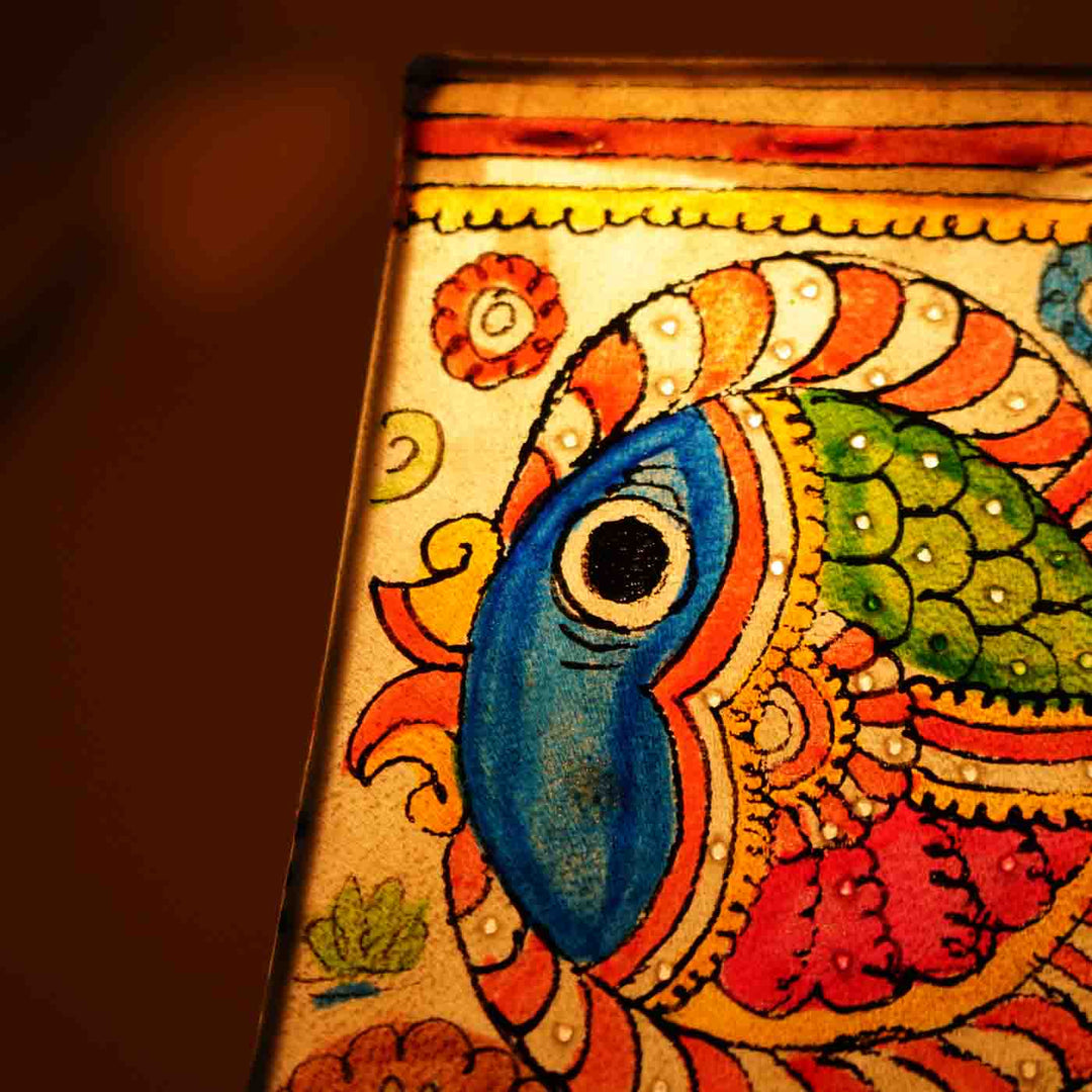 6 inch | Fish Hand Painted Tholu Bommalata Small Tabletop Lamp