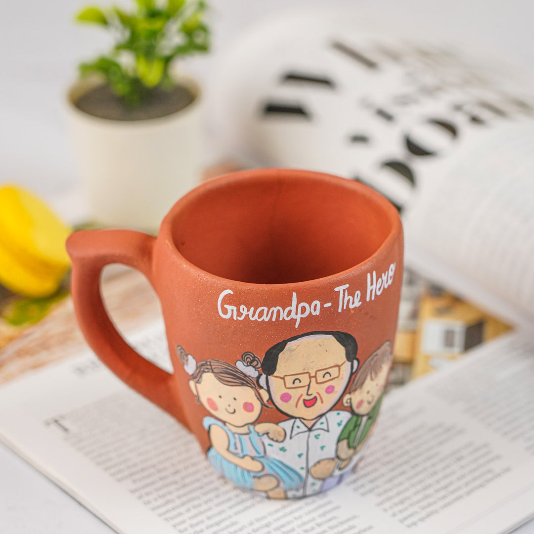 Handpainted Personalised 3D Terracotta Mug with Caricatures