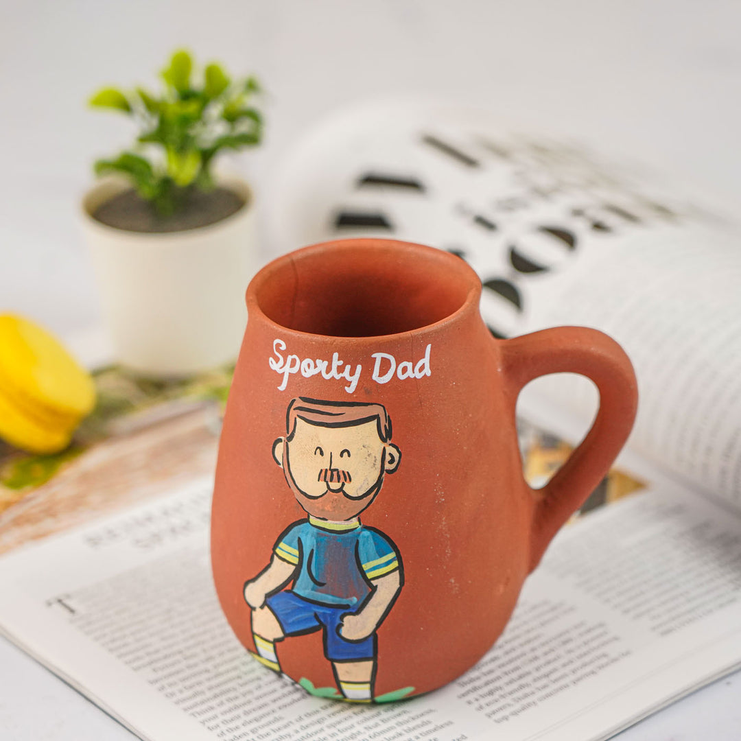Handpainted Terracotta Mug With Sports Dad Avatar Illustrations