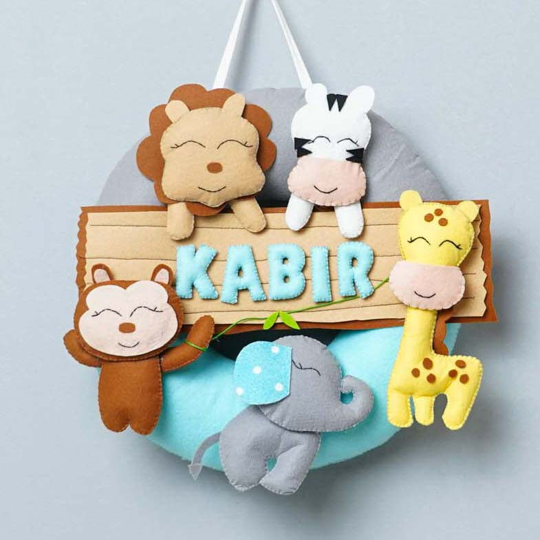 Personalized Felt Jungle Theme Kids Name Plate 3 - None (6)