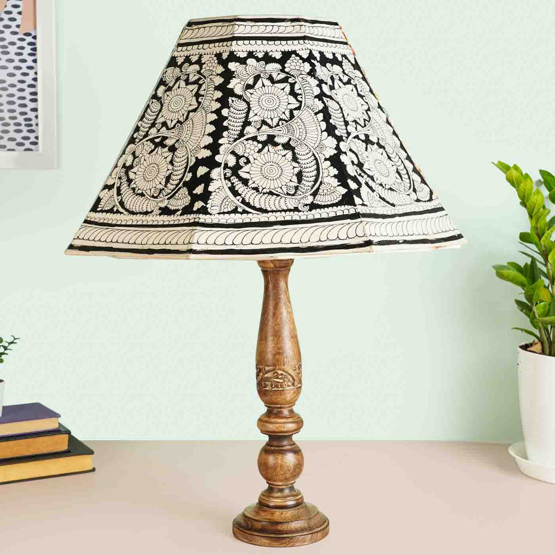 16 inch | Black Floral Hand Painted Tholu Bommalata Lamp Shade