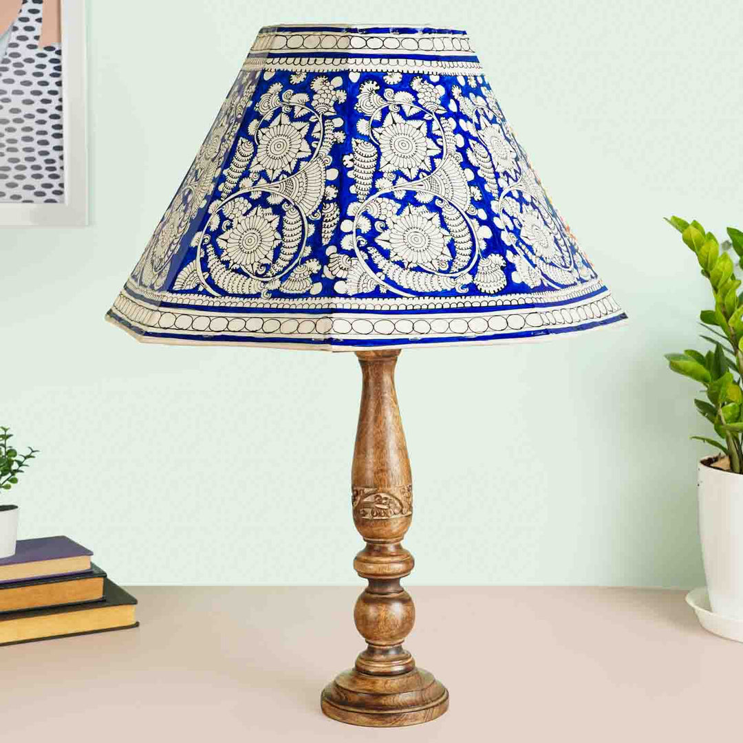 16 inch | Blue Floral Hand Painted Tholu Bommalata Lamp Shade