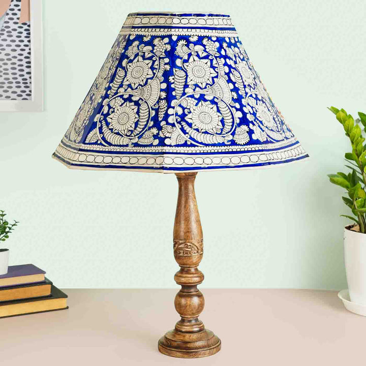 16 inch | Blue Floral Hand Painted Tholu Bommalata Lamp Shade