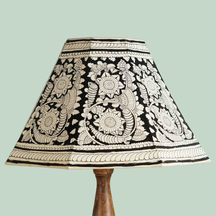 16 inch | Black Floral Hand Painted Tholu Bommalata Lamp Shade
