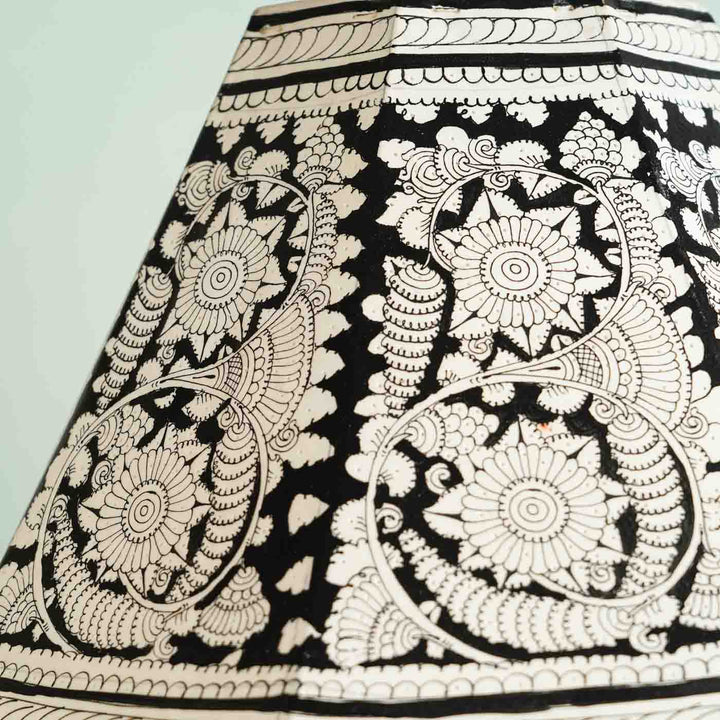 16 inch | Black Floral Hand Painted Tholu Bommalata Lamp Shade