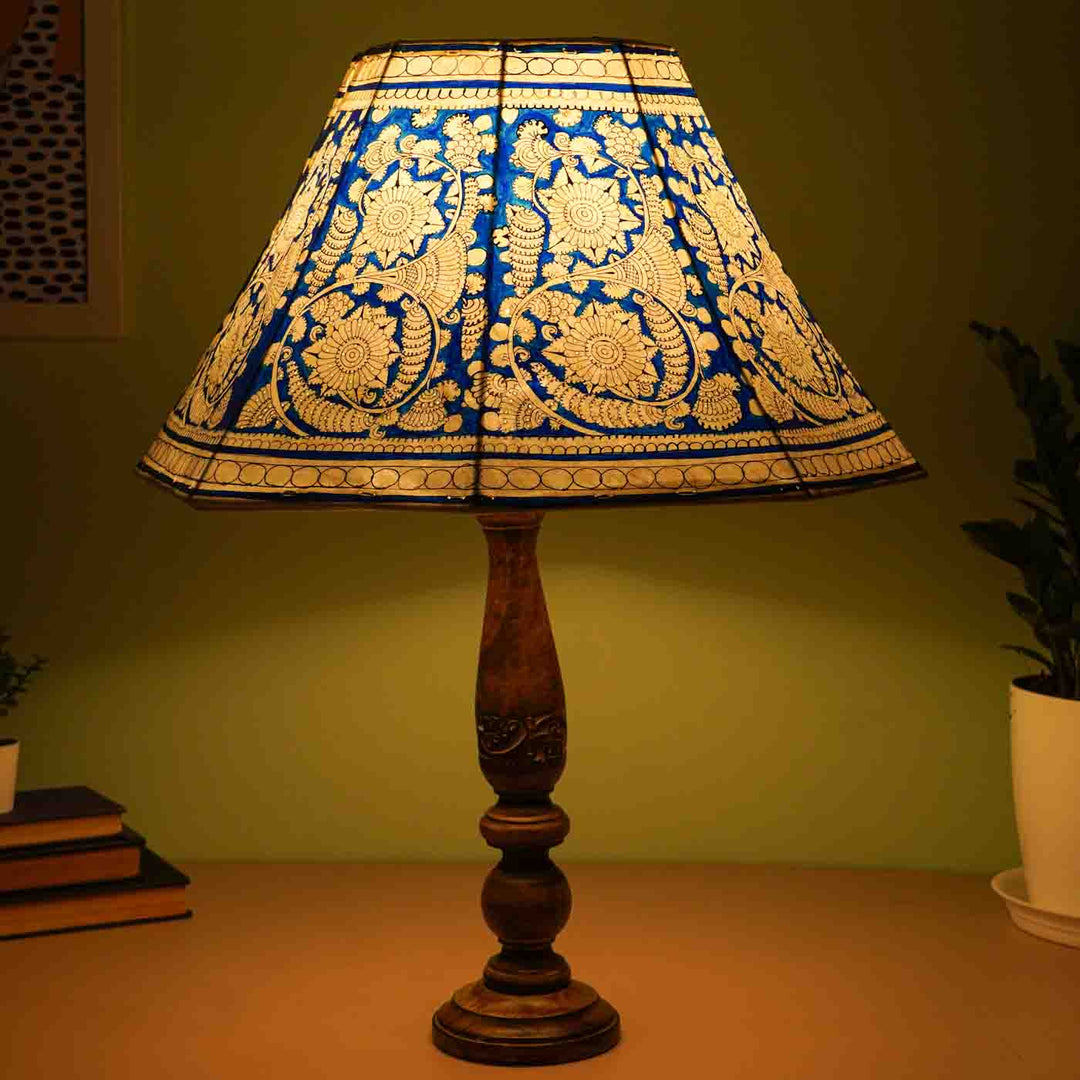 16 inch | Blue Floral Hand Painted Tholu Bommalata Lamp Shade