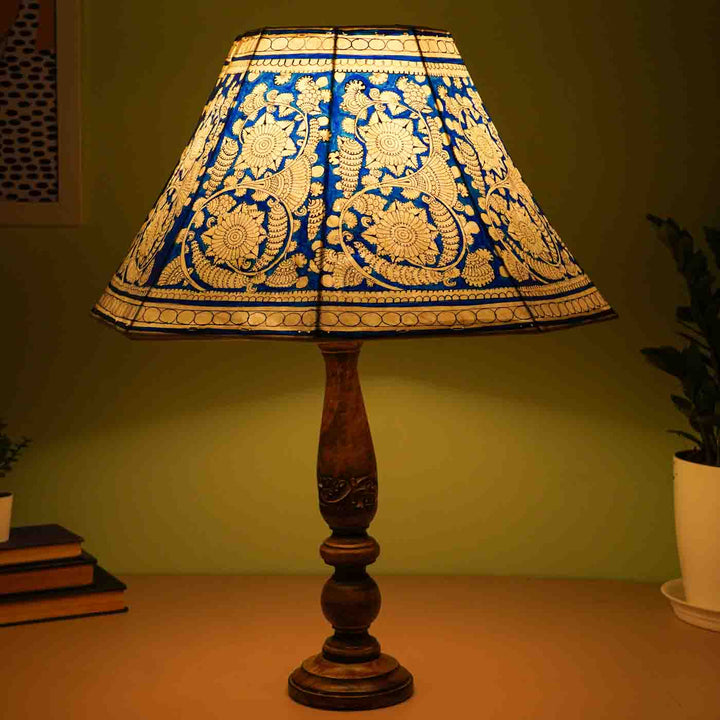 16 inch | Blue Floral Hand Painted Tholu Bommalata Lamp Shade