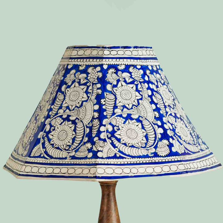 16 inch | Blue Floral Hand Painted Tholu Bommalata Lamp Shade