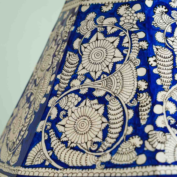16 inch | Blue Floral Hand Painted Tholu Bommalata Lamp Shade