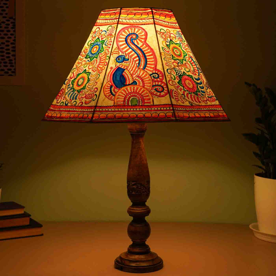 16 inch | Muticolor Floral Peacock Hand Painted Tholu Bommalata Lamp Shade